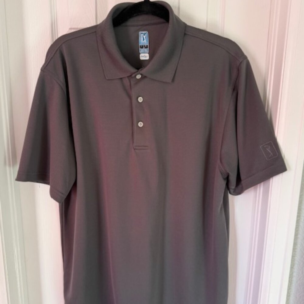 PGA Tour Mens Gray Polo Airflux Short Sleeve Golf Shirt - Size Large - NWOT